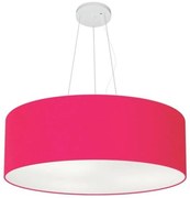 Lustre Pendente Cilíndrico Md-4010 Cúpula em Tecido 60x21cm Rosa Pink - Bivolt