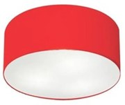 Plafon Cilíndrico Md-3010 Cúpula em Tecido 30x12cm Vermelho - Bivolt