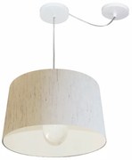 Lustre Pendente Cone Com Desvio Linho Bege MJ-4275 Para Mesa de Jantar e Estar