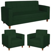 Kit Sofá 2 Lugares e 2 Poltronas Denver Suede Verde - ADJ Decor