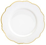 Prato Raso Porcelana Maldivas Branco Fio Dourado 28cm 18053 Wolff