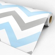 Papel de Parede Chevron Azul Cinza e Branco 0.52m x 3.00m