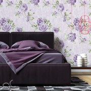 Papel de Parede Floral roxo e verde 0.52m x 3.00m