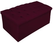 Recamier Baú Estofada Mel 90 cm Solteiro Com Capitonê  Suede Bordô - ADJ Decor