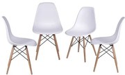 Kit com 4 Cadeiras Eames Polipropileno Base Madeira na Cor Branca - 64561 Sun House