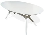 Mesa de Jantar Pé Palito Oval Pintura Laca Madeira Maciça Eucalipto Design Retrô