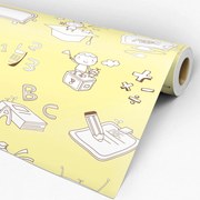 Papel de parede adesivo infantil amarelo e branco