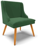 Poltrona Decorativa Pés Palito de Madeira Firenze Veludo Verde/Natural G19 - Gran Belo