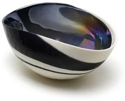 Bowl de Murano Marfim Espiral Azul Escuro Iridescente Yalos