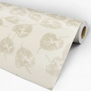 Papel de Parede Floral Folhas 3D Creme