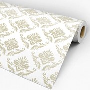 Papel de parede adesivo arabesco branco e marrom