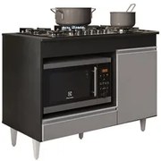 Balcão Multiuso para Cooktop 4 Bocas Georgia Preto/Cinza - Lumil Móvei