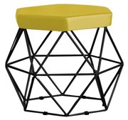 Puff Decorativo Base Preta Elsa Suede Amarelo G41 - Gran Belo