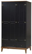 Armario Malibu 3 Portas e 2 Gavetas cor Preto com Amendoa 204 cm - 63569 Sun House