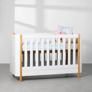 Berço Mini Cama Curvo Pina - Branco e Amêndoa