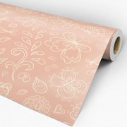 Papel de parede adesivo floral nude e creme