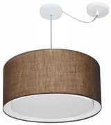 Lustre Pendente Cilíndrico Com Desvio Md-4309 Cúpula em Tecido 55x30cm Café - Bivolt