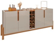 Aparador Buffet 4 Portas Belle 190 cm Off White e Cedro com Adega - D'Rossi