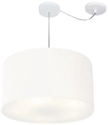 Lustre Pendente Cilíndrico Com Desvio De Centro Md-4168 Cúpula em Tecido 60x30cm Branco - Bivolt