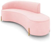 Sofá 4 Lugares Orgânico 220cm Pé Dourado Morgan Suede D03 - D'Rossi - Rosa Bebê