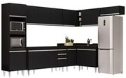 Armário de Cozinha Modulada de Canto 8 Peças CP07 Balcão Preto - Lumil