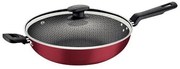 Wok Tramontina Loreto em Alumínio Antiaderente Starflon Max com Tampa de Vidro 28 cm 3,3 L Vermelho