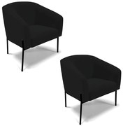 Poltrona Decorativa Pé de Ferro Preto Kit 2 Stella Linho D03 - D'Rossi - A79 Preto