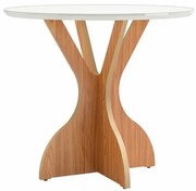 Mesa Jantar Juventude Redonda Tampo Off White com Base Freijo 90cm - 56644 Sun House