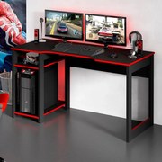 Mesa Gamer Escrivaninha Tecno Reversível Preta Vermelho