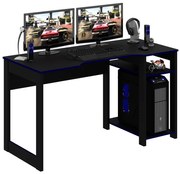 Mesa para Escritório Home Office Gamer ME4152 MDP Preto/Azul G69 - Gran Belo