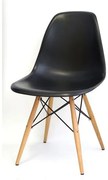 Cadeira Eames Polipropileno Preto Base Madeira - 10425 Sun House