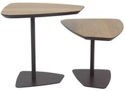 Conjunto de Mesa Lateral Klaus Tampo Louro Feijo e Base Aco Corten - 67808 Sun House