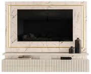 Painel Para TV Até 75 Pol. Com LED 2 Gavetas Gaia Calacata/Off White -