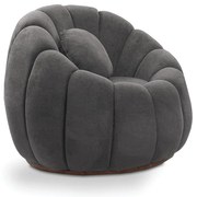 Poltrona Decorativa Orgânica Giratória Cloud Bouclê Cinza Escuro E03 - D'Rossi