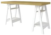 Mesa Escrivaninha 135cm Pés Cavalete Darte A06 Olmo/Branco - Mpozenato