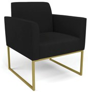 Poltrona Base Industrial Dourado Marisa Linho D03 - D'Rossi - A79 Preto