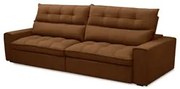 Sofá Retrátil Reclinável 3 Lugares 250cm Damy F05 Veludo Terracota - M