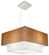 Lustre Pendente Duplo Quadrado Vivare Md-4066 Cúpula em Tecido 50x35cm Palha - Branco - Bivolt