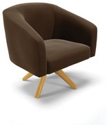 Poltrona Decorativa Giratória MA30 Stella Suede D03 - D'Rossi - Marrom