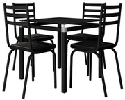 Jogo de Mesa Malva 75cm e 4 Cadeiras 118 Preto - Artefamol