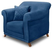 Poltrona Decorativa com 1 Almofada Armstrong Suede Azul Marinho G63 - Gran Belo