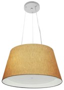 Lustre Pendente Cone Md-4119 Cúpula em Tecido 21/40x30cm Palha / Branco - Bivolt