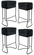 Kit 4 Banquetas Decorativas Base Aço Preto Betina C-05 Corano Preto -