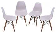 Kit com 4 Cadeiras Eames Polipropileno Base Madeira na Cor Cinza - 64563 Sun House