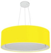 Lustre Pendente Cilíndrico Duplo Md-4125 Cúpula em Tecido 60x25cm Amarelo - Bivolt