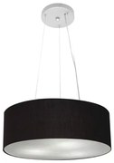 Lustre Pendente Cilíndrico Md-4181 Cúpula em Tecido 40x15cm Preto - Bivolt