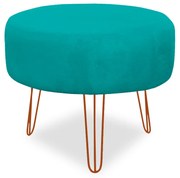 Puff Chloe Pés Hairpin Legs Bronze Suede Azul Tiffany