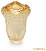 Vaso Oceano Mini 2 Tela Âmbar com Ouro Murano Cristais Cadoro