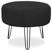 Puff Redondo para Sala Chloe Suede Preto