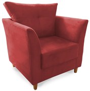 Poltrona Decorativa Isis Pés Madeira Suede Vermelho- Sheep Estofados